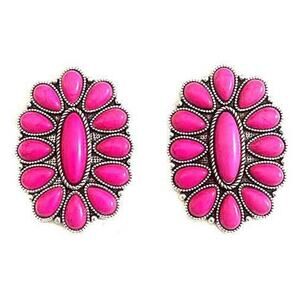 Fuchsia Concho Post Earrings | Western Stone Studs